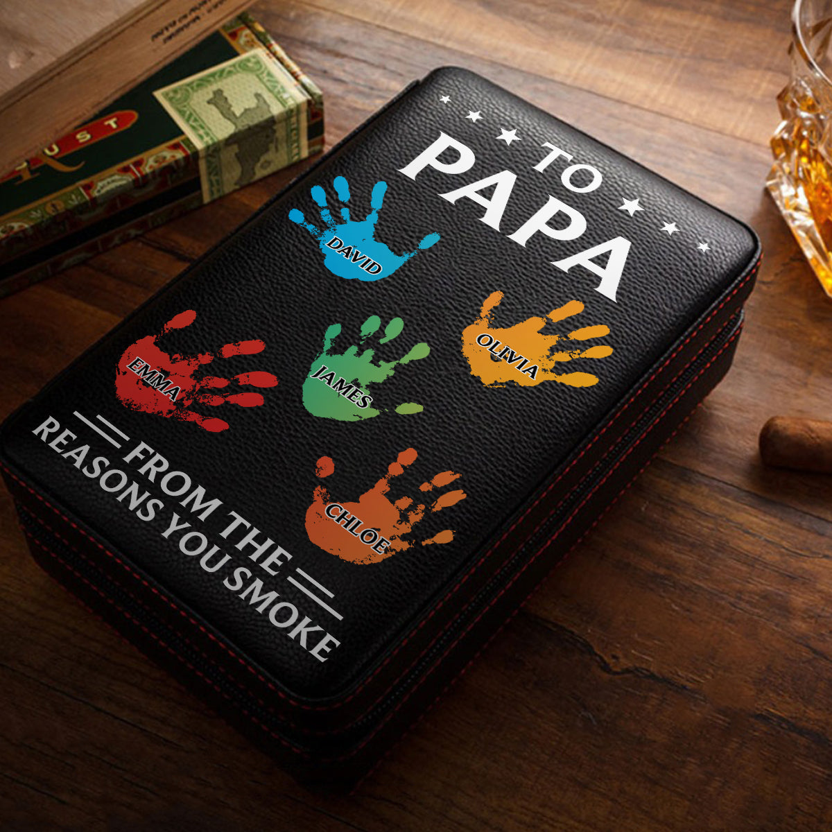 To Dad From The Reasons You Smoke - Personalized Father Travel Cigar Humidor Case