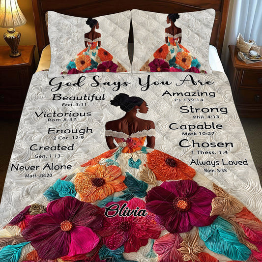 Gott sagt, du bist es – Personalisiertes Quilt-Set für Afroamerikaner
