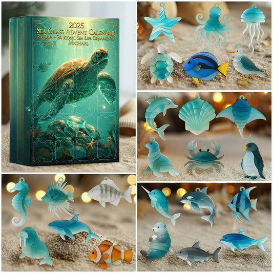 Strandliebhaber – Personalisierter Adventskalender für Meeresliebhaber mit Ornamenten