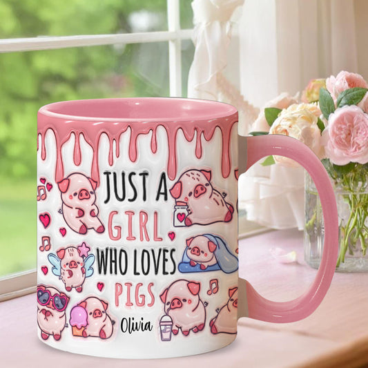 Mug personnalisé « Juste une fille qui aime les cochons »