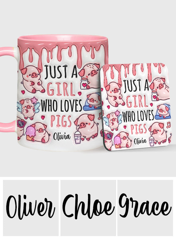 Mug personnalisé « Juste une fille qui aime les cochons »