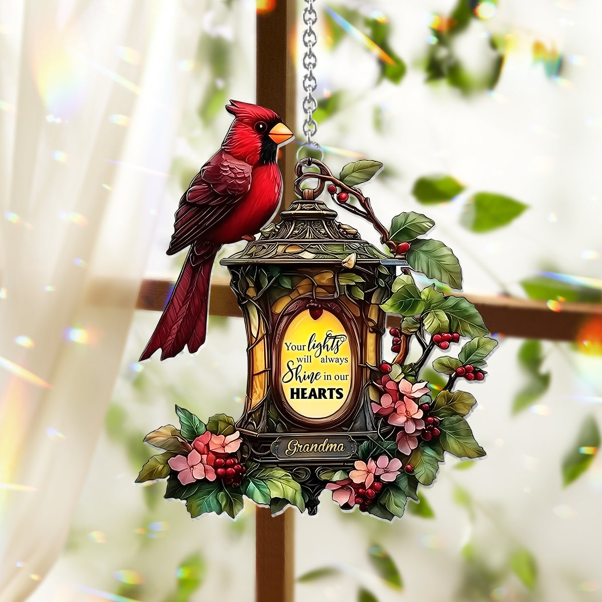 Your Light Will Always Shine In Our Hearts - Personalized Memorial Window Hanging Suncatcher Ornament