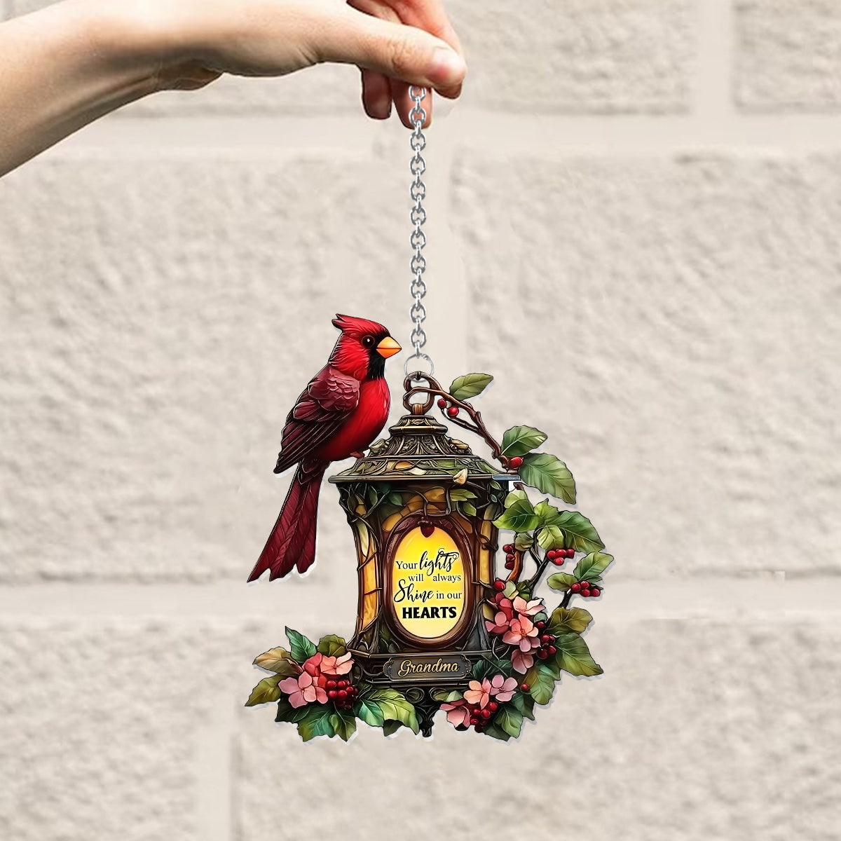 Your Light Will Always Shine In Our Hearts - Personalized Memorial Window Hanging Suncatcher Ornament
