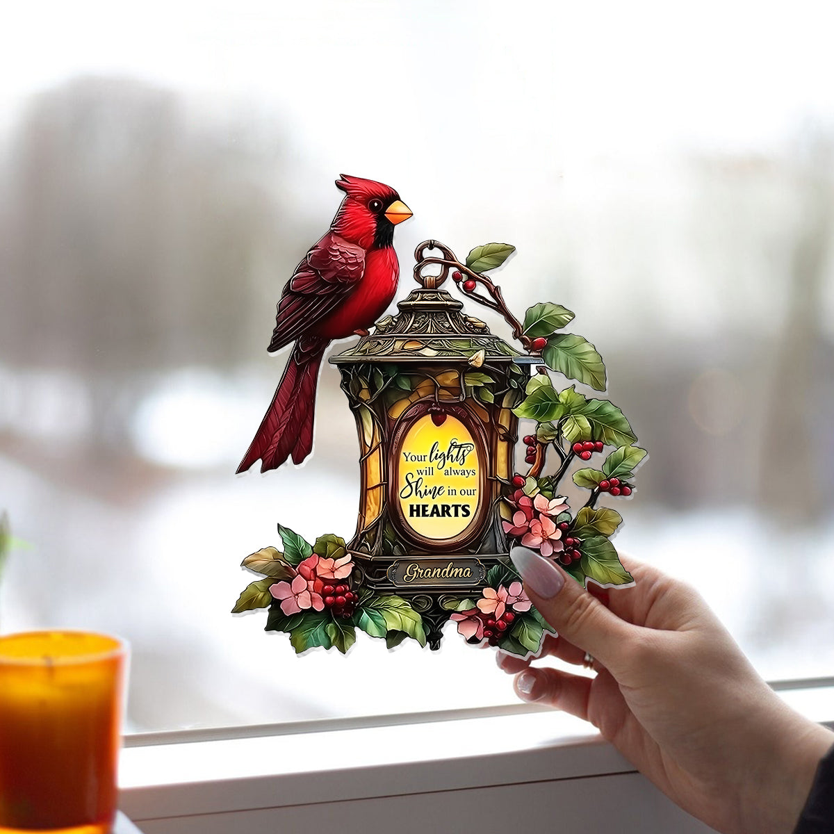 Your Light Will Always Shine In Our Hearts - Personalized Memorial Window Hanging Suncatcher Ornament