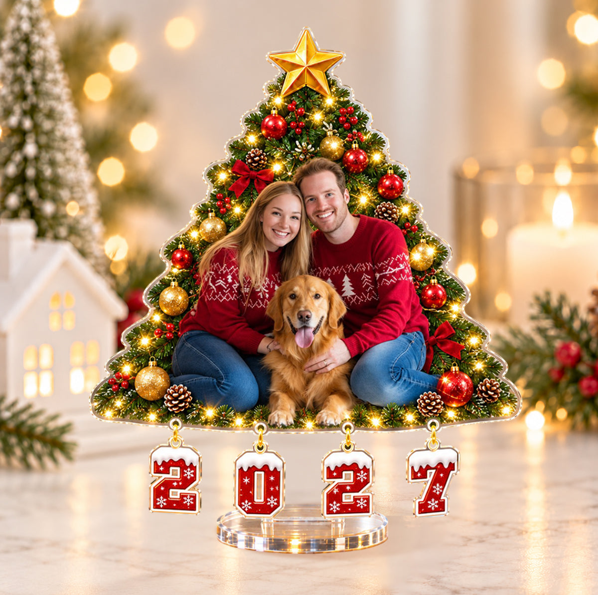 Family Forever Christmas Gift For Family Members - Personalized Family Light Up Standee With Charms