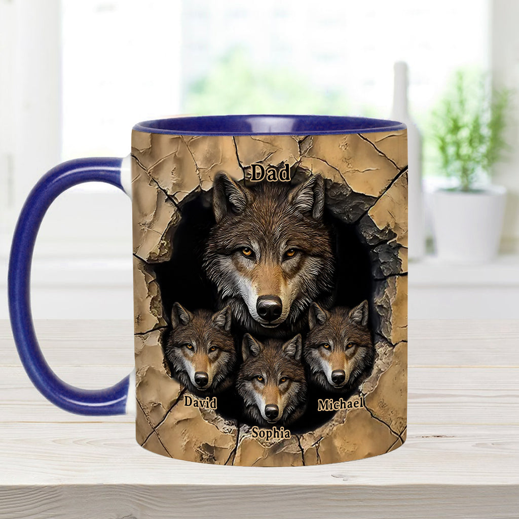 Mug personnalisé « La meute de loups de papa » avec motif loup