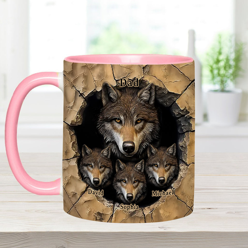 Mug personnalisé « La meute de loups de papa » avec motif loup