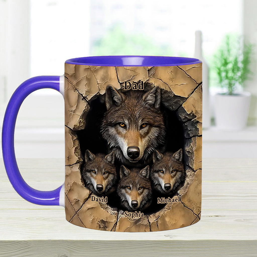 Mug personnalisé « La meute de loups de papa » avec motif loup