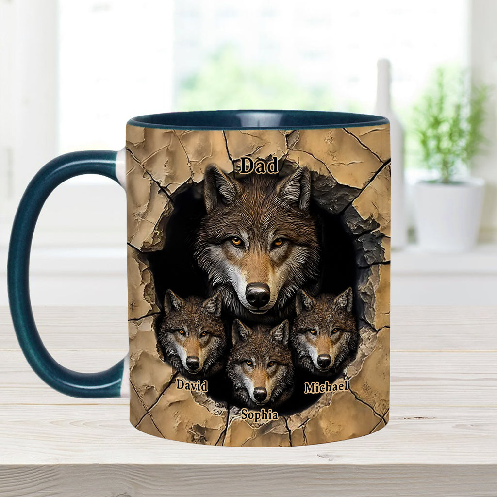 Mug personnalisé « La meute de loups de papa » avec motif loup