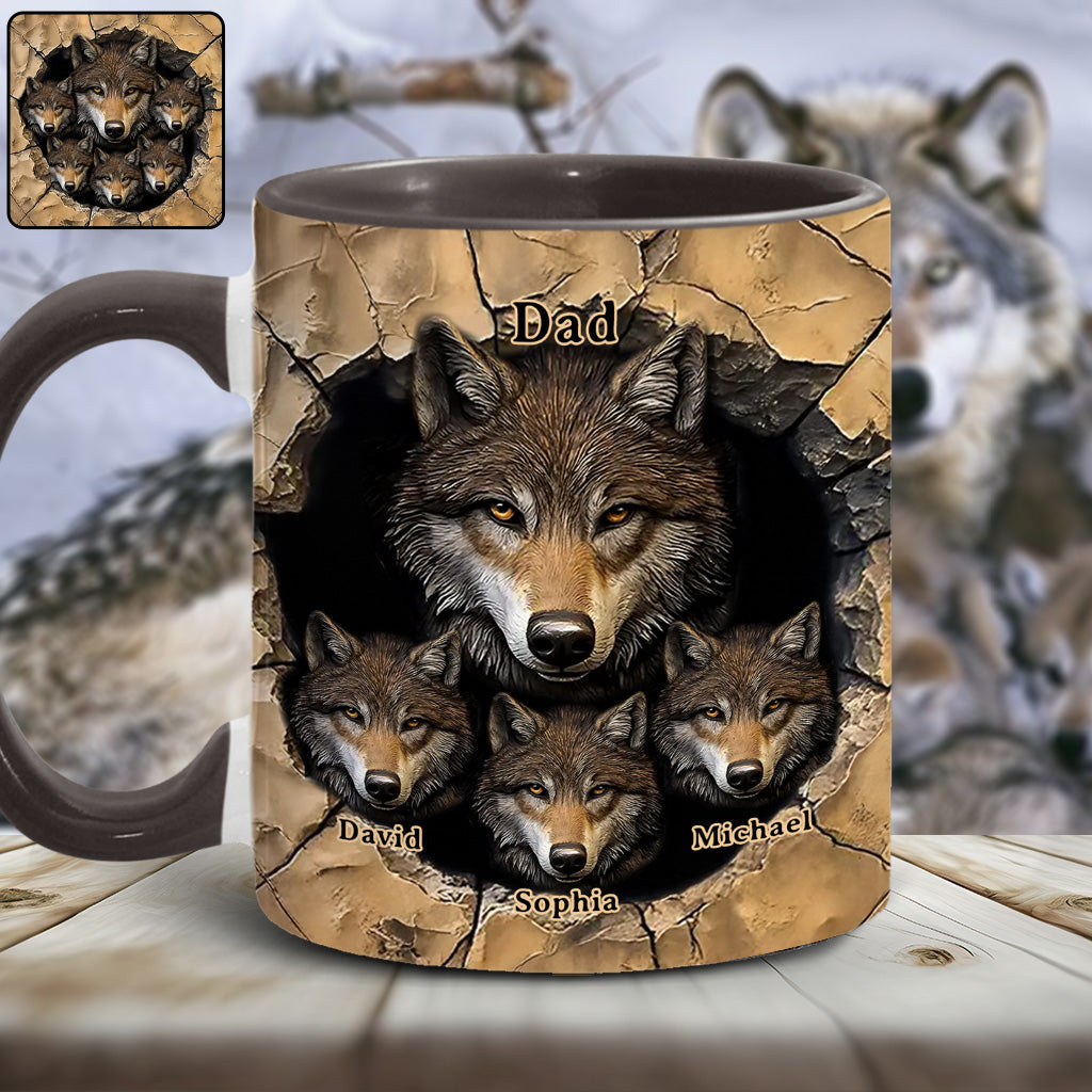 Mug personnalisé « La meute de loups de papa » avec motif loup