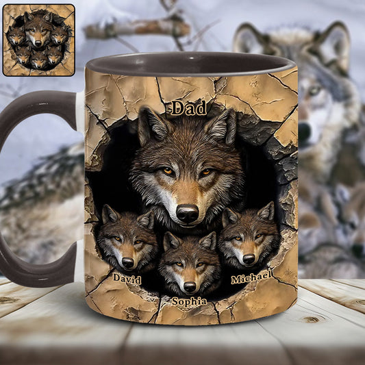 Mug personnalisé « La meute de loups de papa » avec motif loup