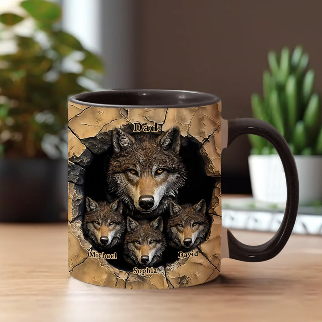 Mug personnalisé « La meute de loups de papa » avec motif loup