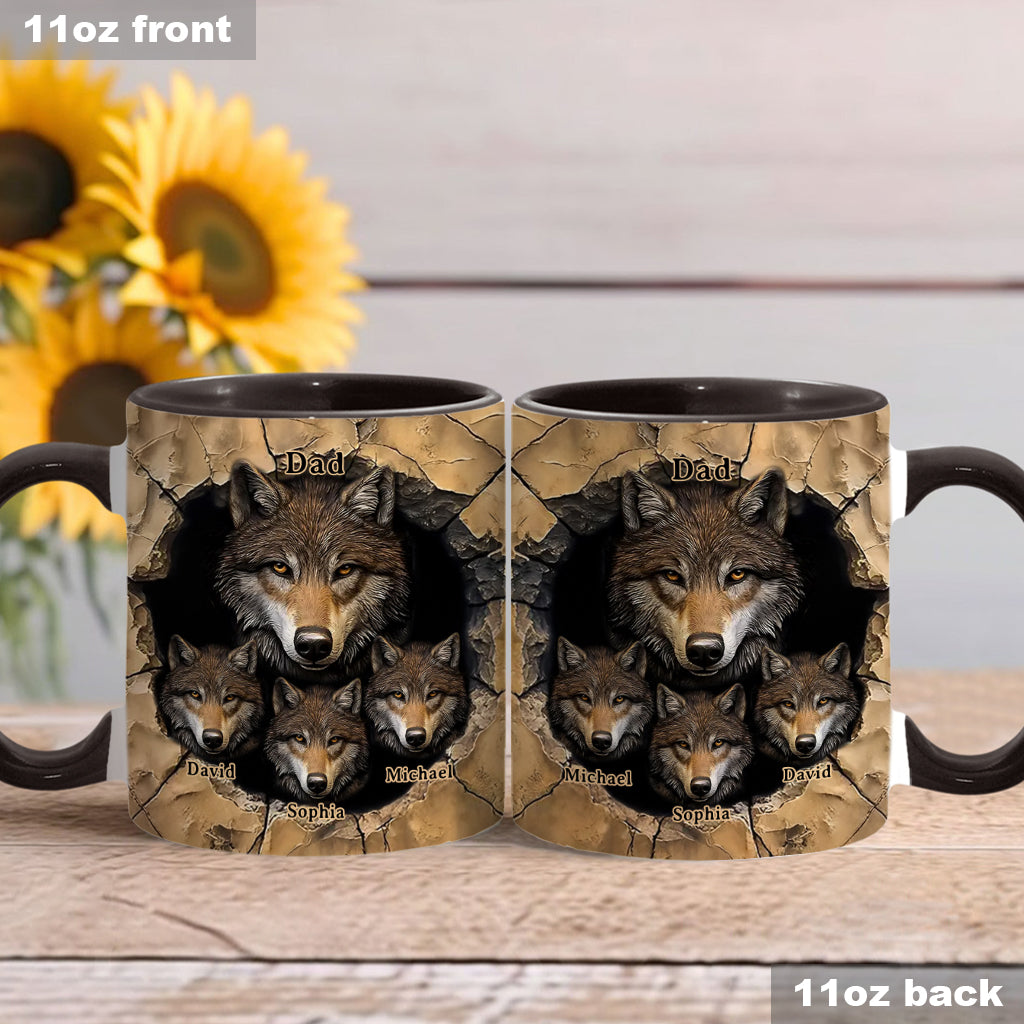 Mug personnalisé « La meute de loups de papa » avec motif loup