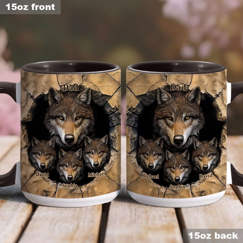 Mug personnalisé « La meute de loups de papa » avec motif loup