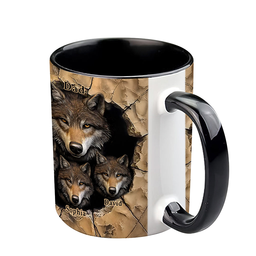 Mug personnalisé « La meute de loups de papa » avec motif loup