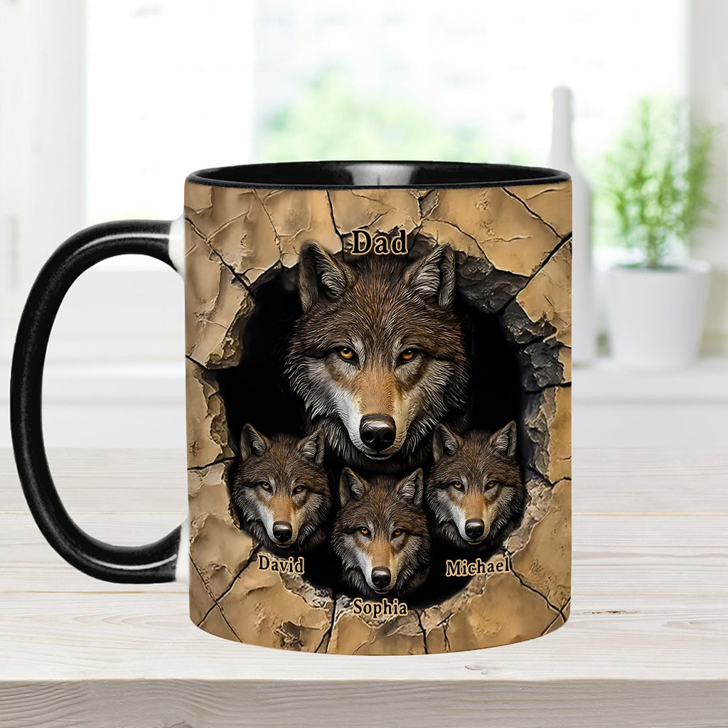 Mug personnalisé « La meute de loups de papa » avec motif loup