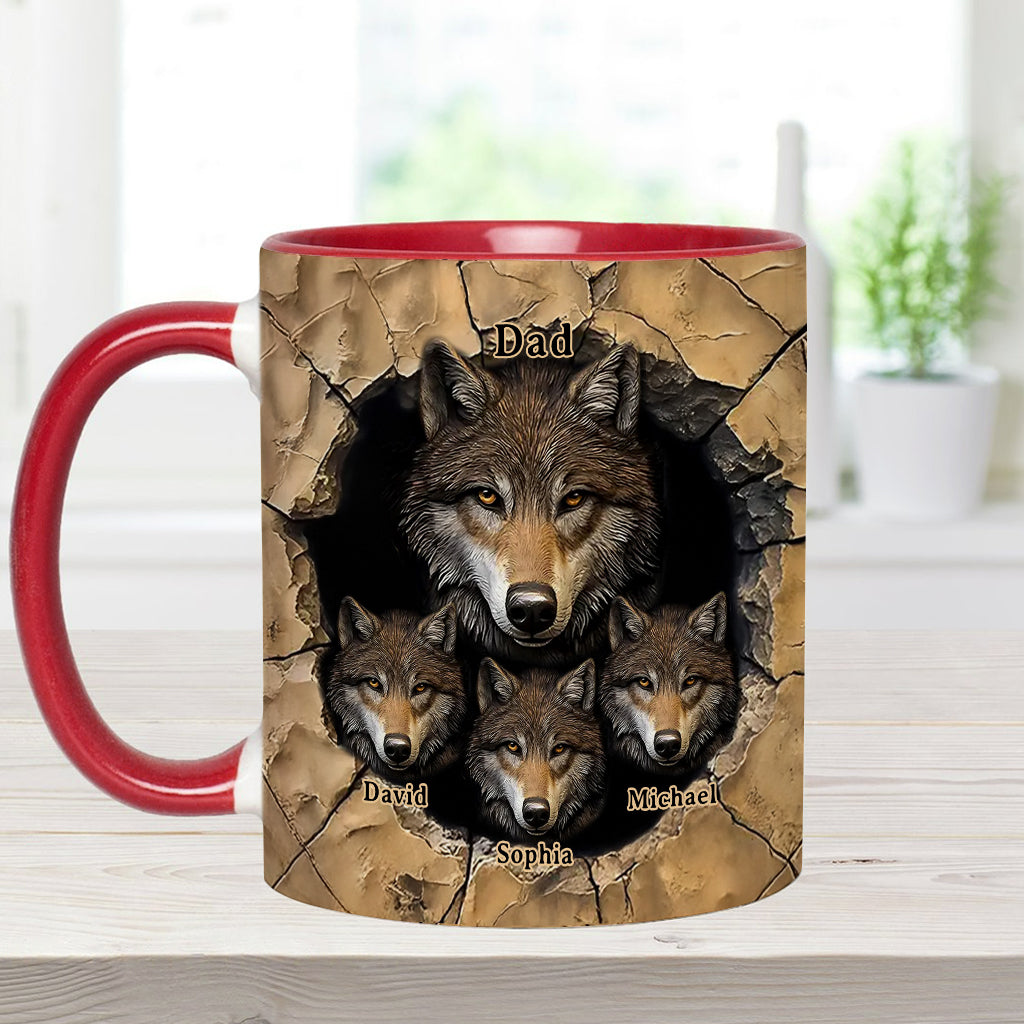 Mug personnalisé « La meute de loups de papa » avec motif loup