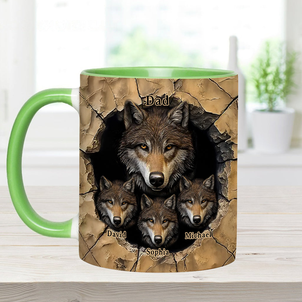 Mug personnalisé « La meute de loups de papa » avec motif loup