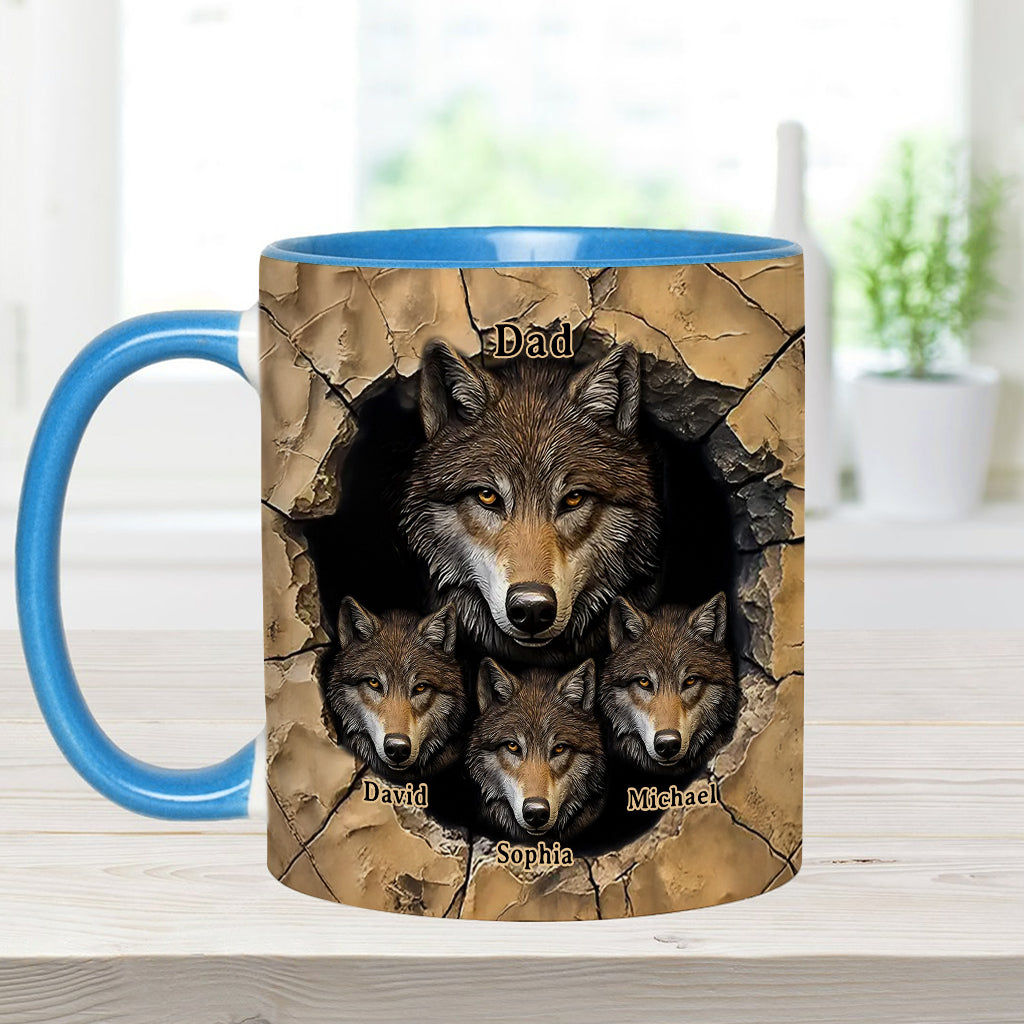 Mug personnalisé « La meute de loups de papa » avec motif loup