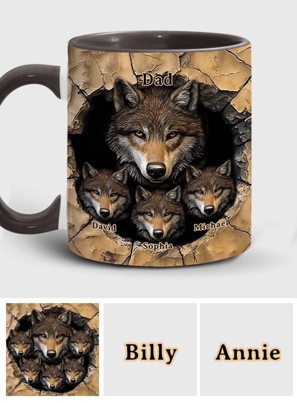 Mug personnalisé « La meute de loups de papa » avec motif loup