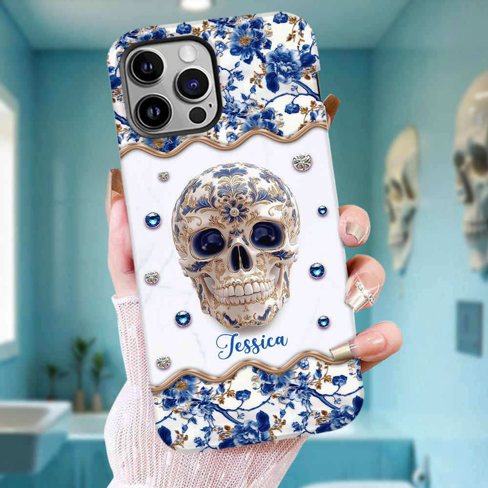 Totenkopf-Toile-de-Jouy – Personalisierte Handyhülle mit Totenkopf-Vollbilddruck