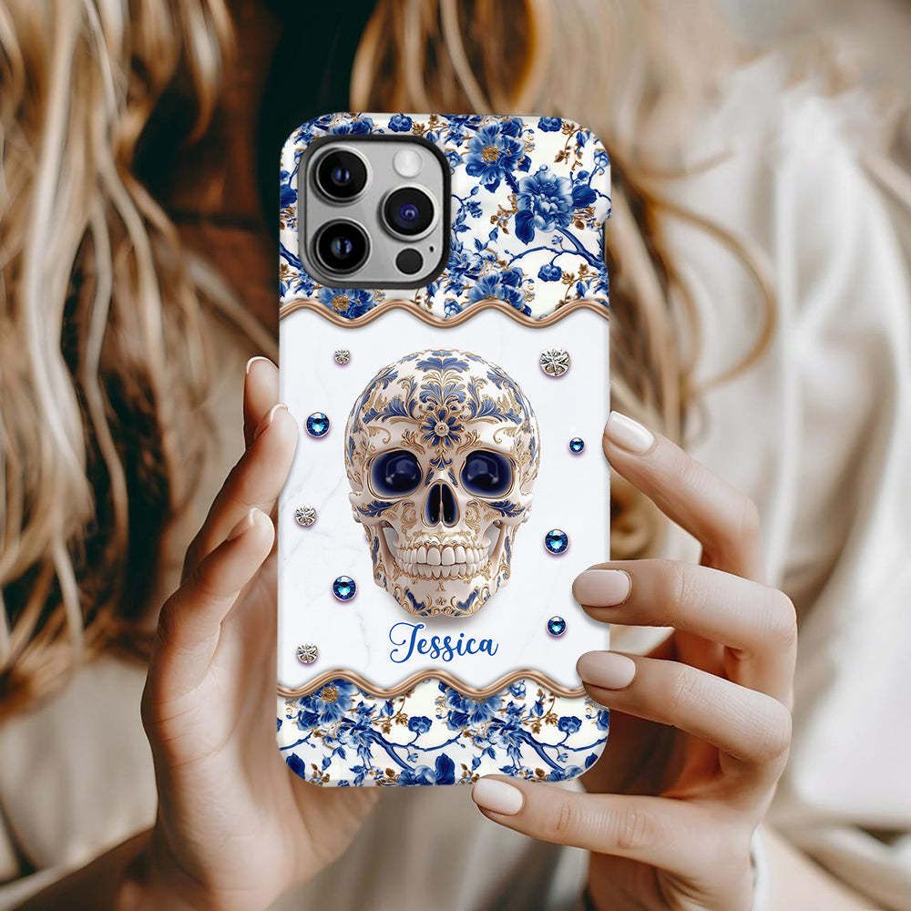 Totenkopf-Toile-de-Jouy – Personalisierte Handyhülle mit Totenkopf-Vollbilddruck