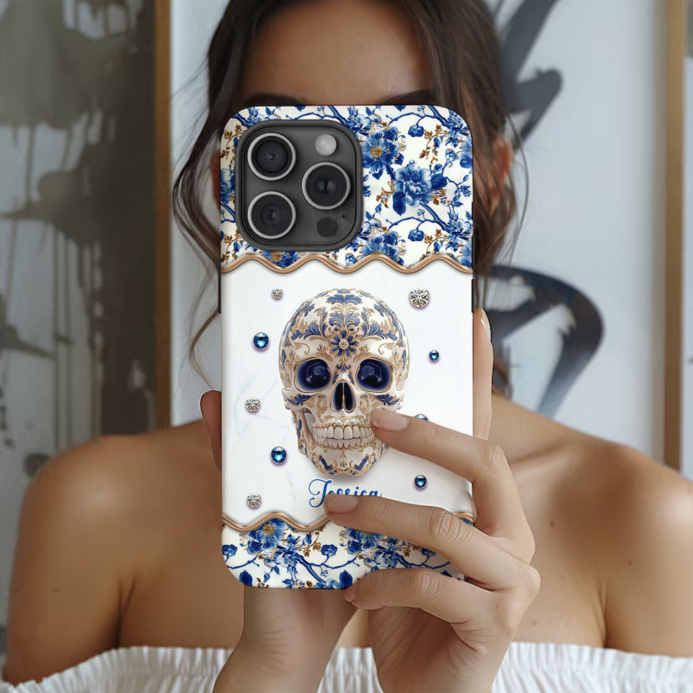 Totenkopf-Toile-de-Jouy – Personalisierte Handyhülle mit Totenkopf-Vollbilddruck