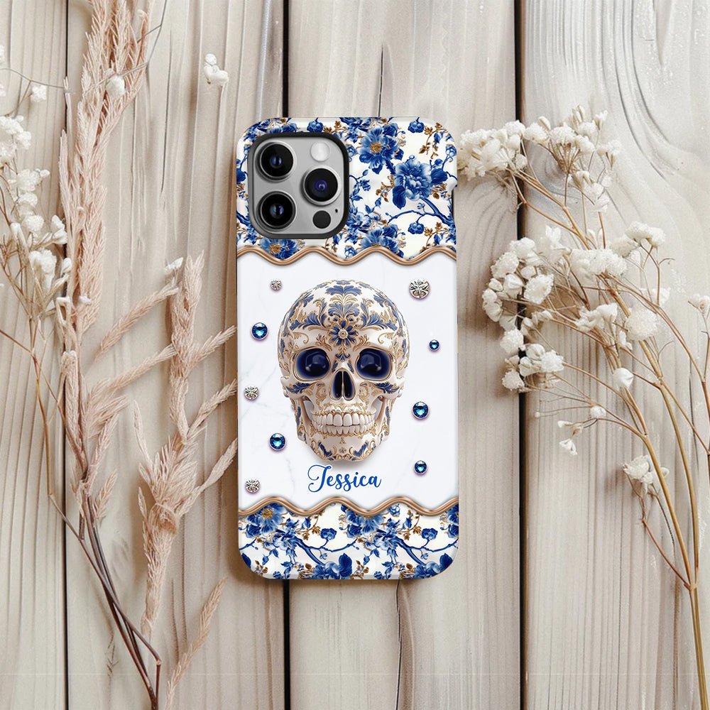 Totenkopf-Toile-de-Jouy – Personalisierte Handyhülle mit Totenkopf-Vollbilddruck