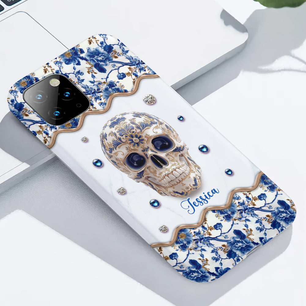 Totenkopf-Toile-de-Jouy – Personalisierte Handyhülle mit Totenkopf-Vollbilddruck
