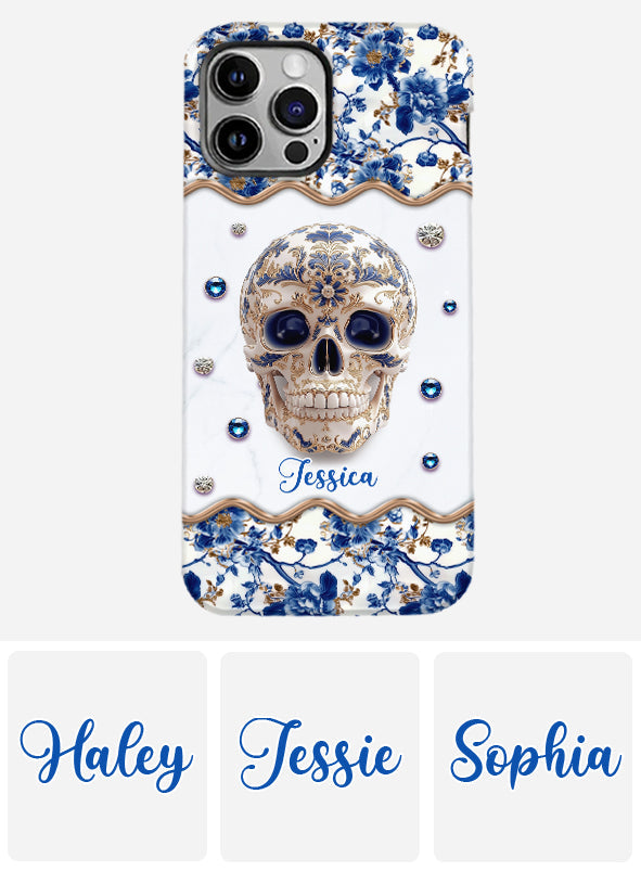 Totenkopf-Toile-de-Jouy – Personalisierte Handyhülle mit Totenkopf-Vollbilddruck