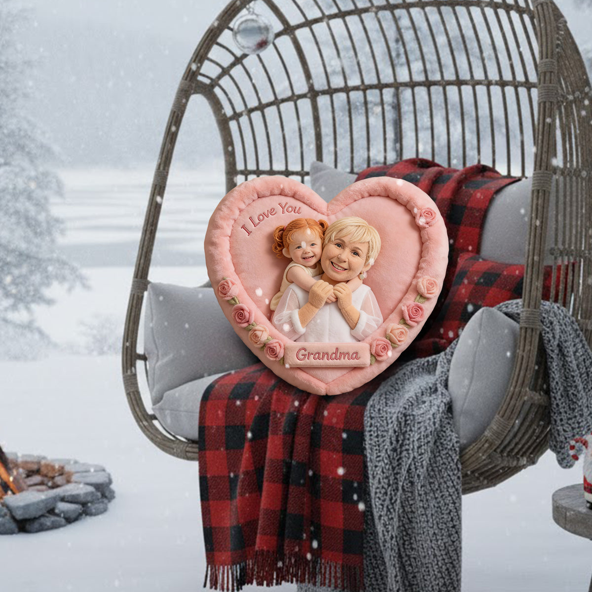 Individuell gestaltbares Kissen mit Foto – Das perfekte Geschenk für Mama und Oma – Personalisiertes Kissen in Form eines Muttertagskissens aus Kunstfell.