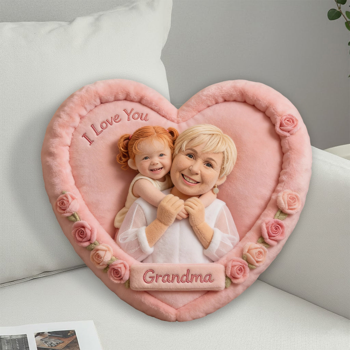 Individuell gestaltbares Kissen mit Foto – Das perfekte Geschenk für Mama und Oma – Personalisiertes Kissen in Form eines Muttertagskissens aus Kunstfell.
