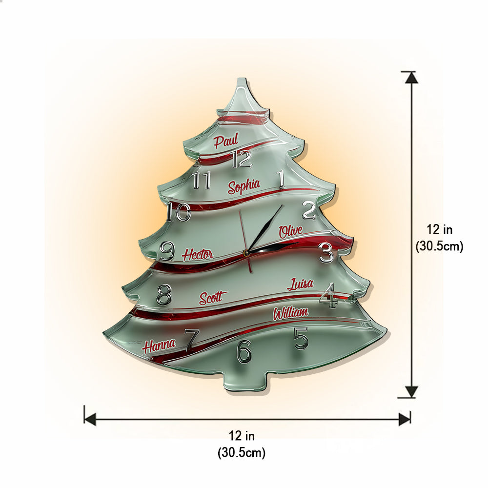Horloge murale lumineuse LED personnalisée en forme de sapin de Noël pour toute la famille