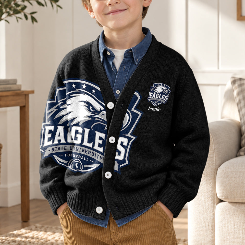 Logo Team For Sport Lovers - Personalized Football Cardigan Sweater