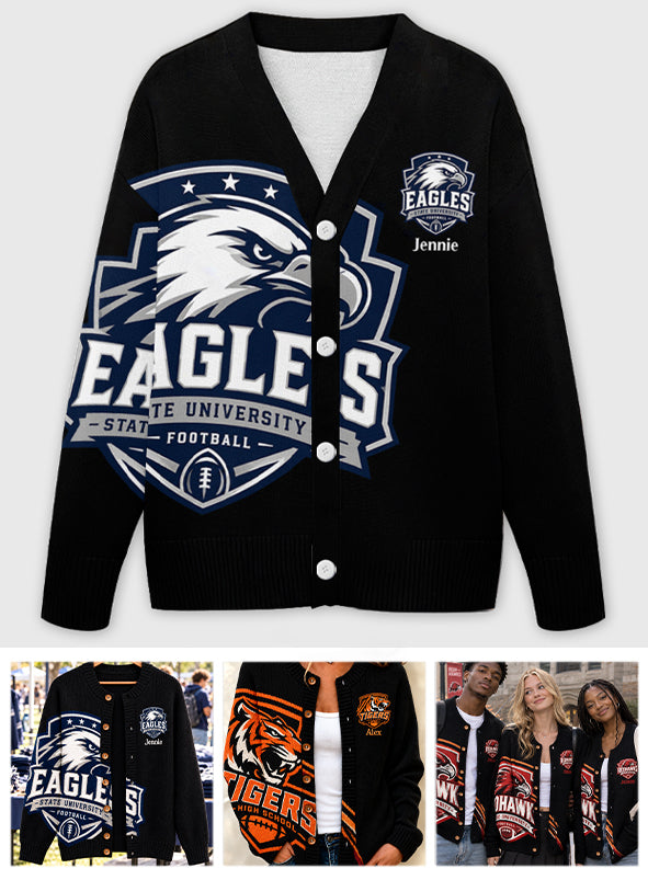 Logo Team For Sport Lovers - Personalized Football Cardigan Sweater