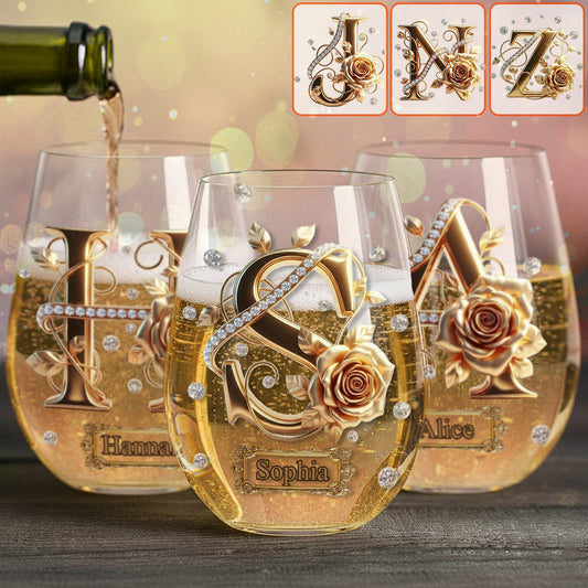 Initiale de l'alphabet pour les amateurs de vin - Verre à vin personnalisé