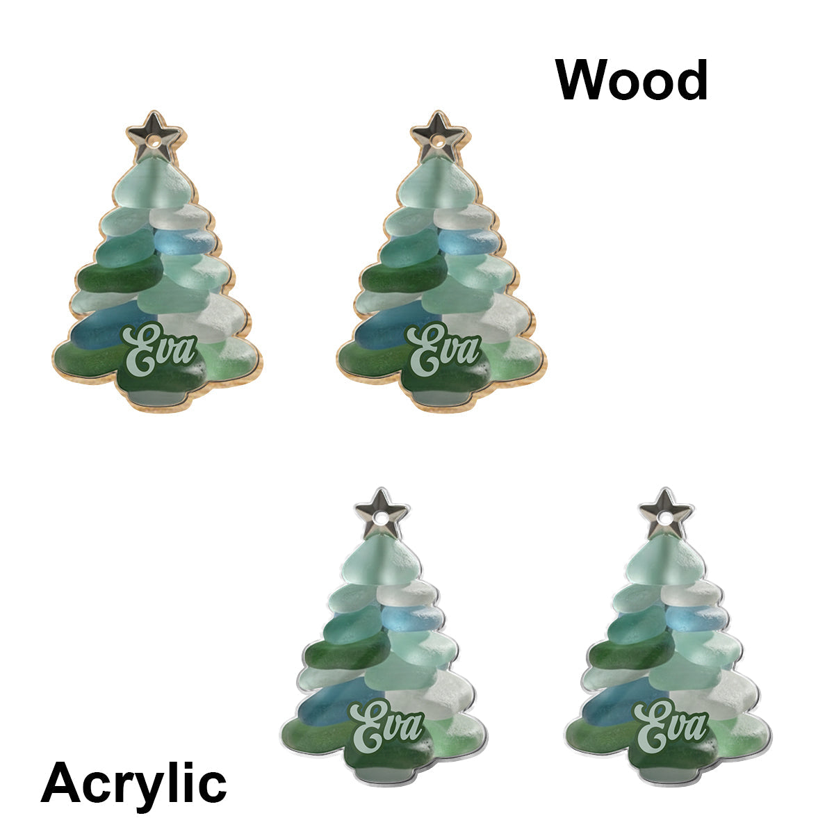 Weihnachtsbaum aus Treibglas – personalisierte Weihnachtsohrringe