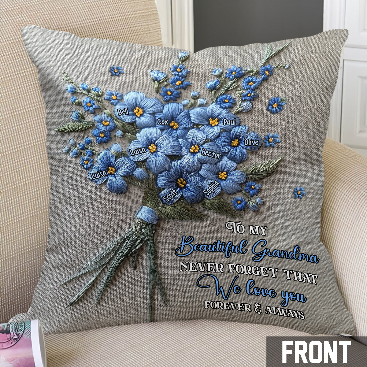 Never Forget I Love You - Personalized Grandma Throw Pillow