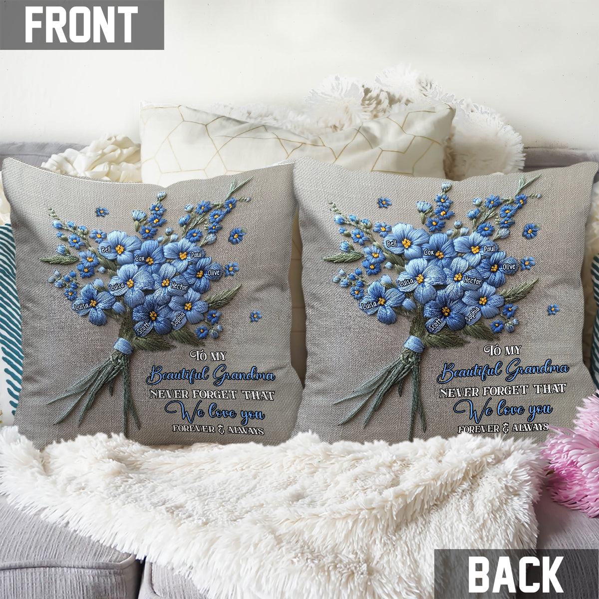 Never Forget I Love You - Personalized Grandma Throw Pillow
