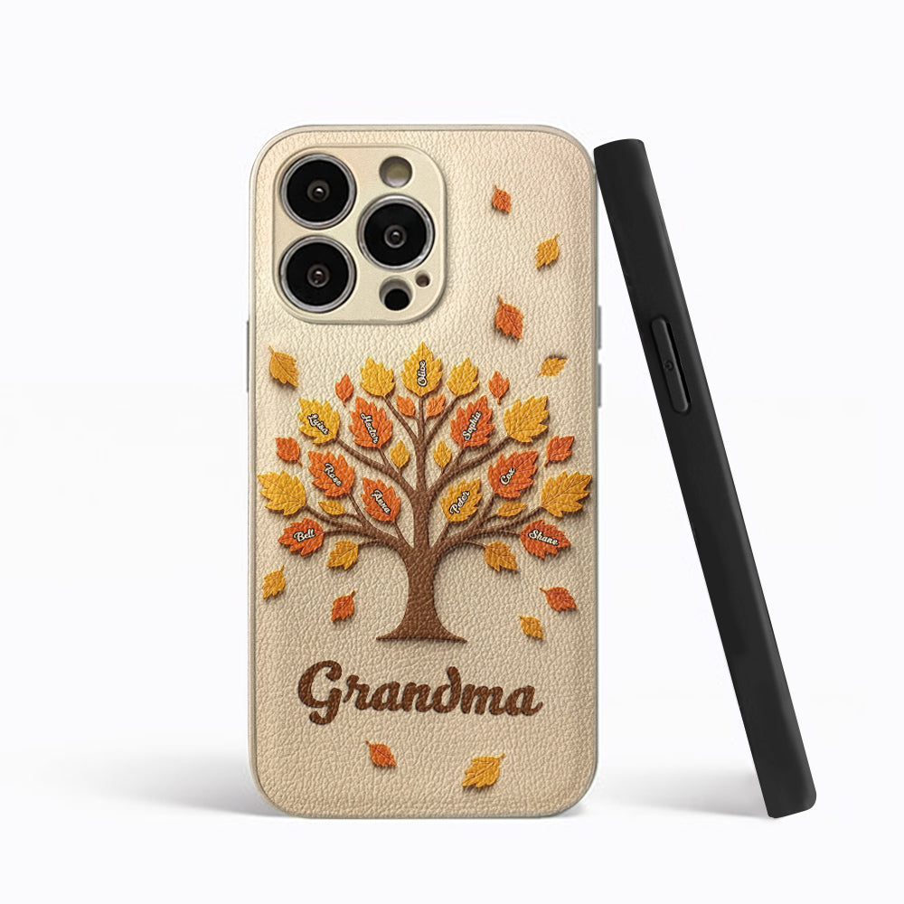 Mom Grandma Tree - Personalized Mother Leather Phone Case