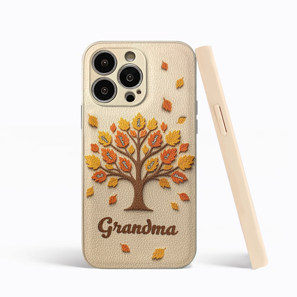 Mom Grandma Tree - Personalized Mother Leather Phone Case