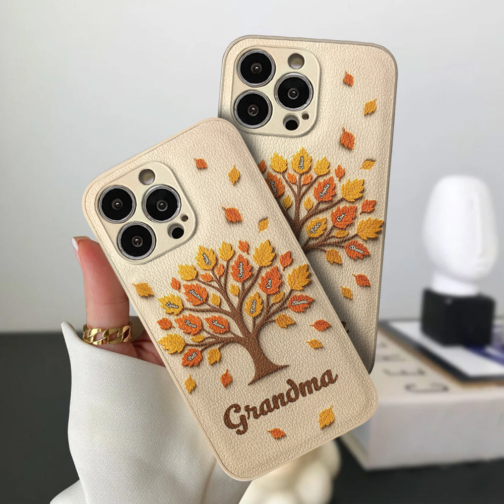 Mom Grandma Tree - Personalized Mother Leather Phone Case