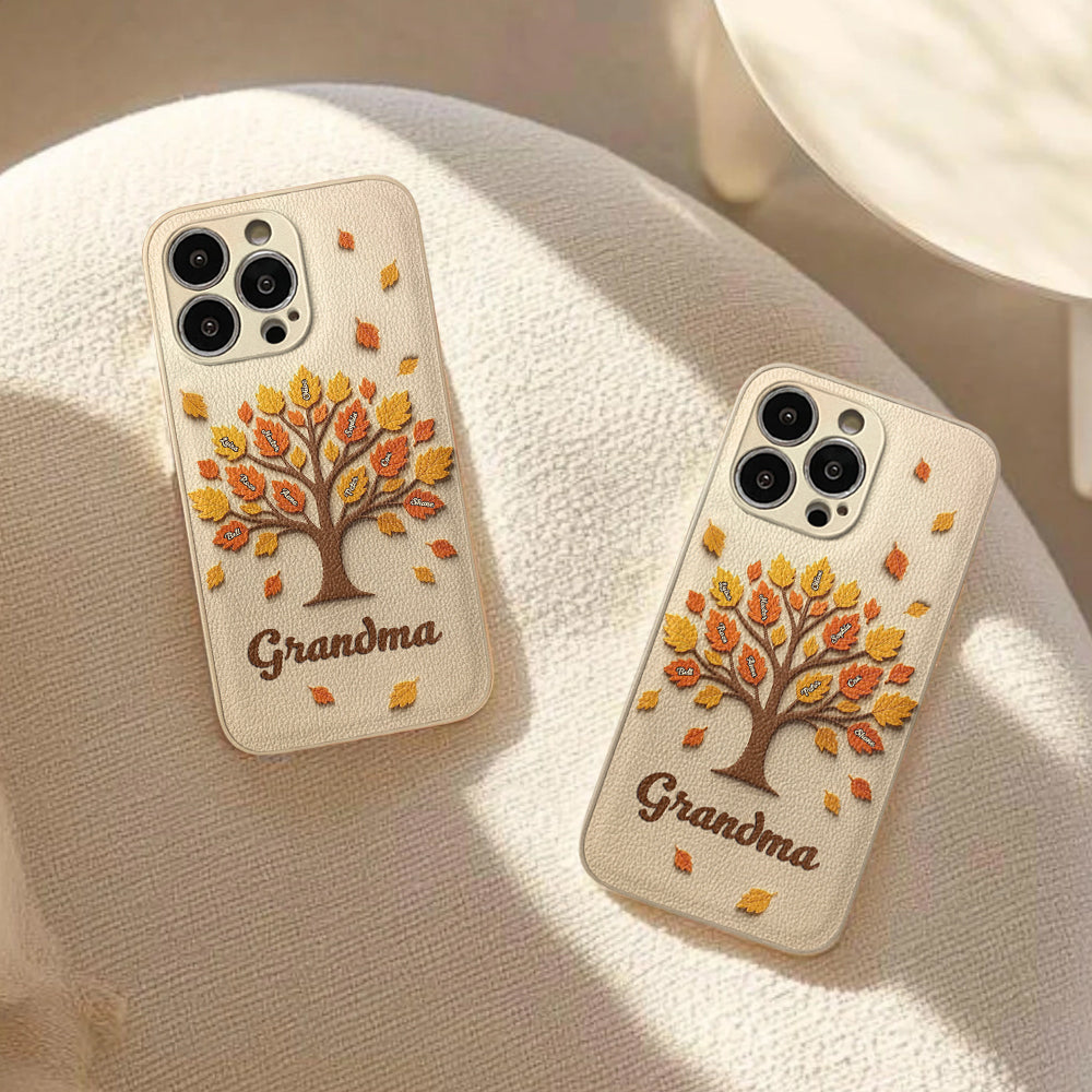 Mom Grandma Tree - Personalized Mother Leather Phone Case