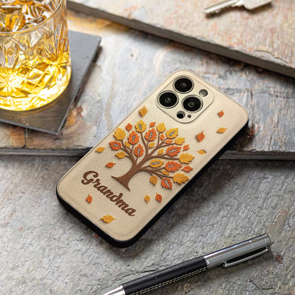 Mom Grandma Tree - Personalized Mother Leather Phone Case