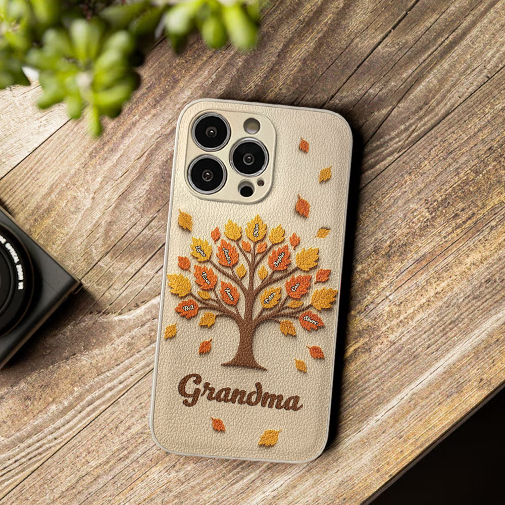 Mom Grandma Tree - Personalized Mother Leather Phone Case