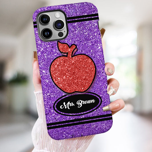 Coque de téléphone et support pour téléphone personnalisés avec motif crayon à paillettes artificielles - Design crayon à paillettes artificielles - Impression intégrale - Motif pour enseignant