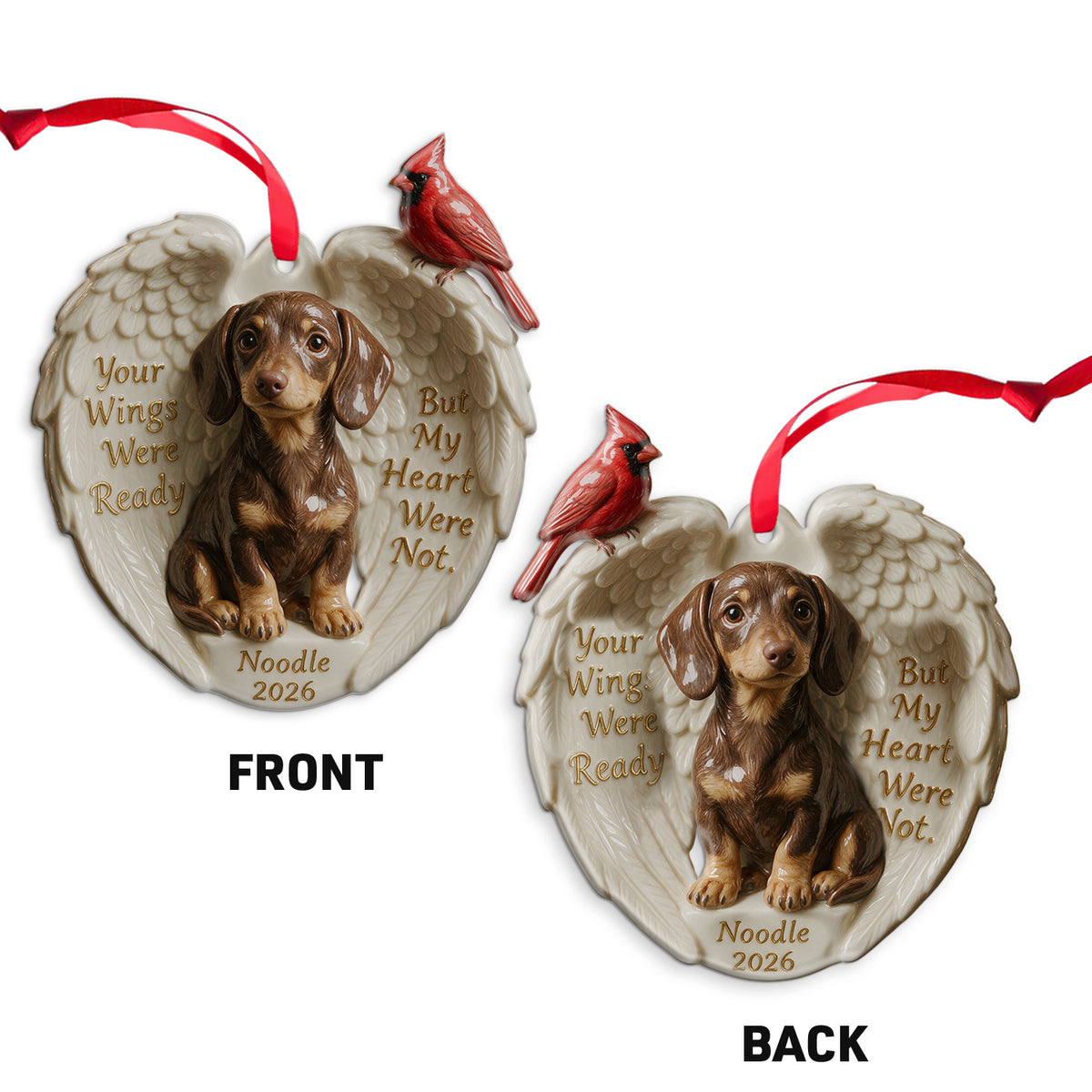 Your Wings Were Ready - Personalized Dog Custom Shape Ceramic Ornament