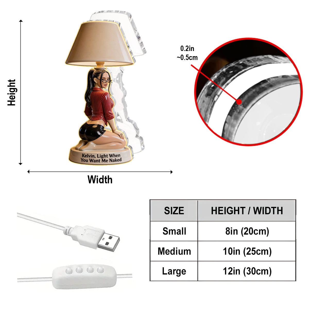 Licht, wenn du mich vermisst - Personalisierte, würzige Acryl-LED-Nachtlampe