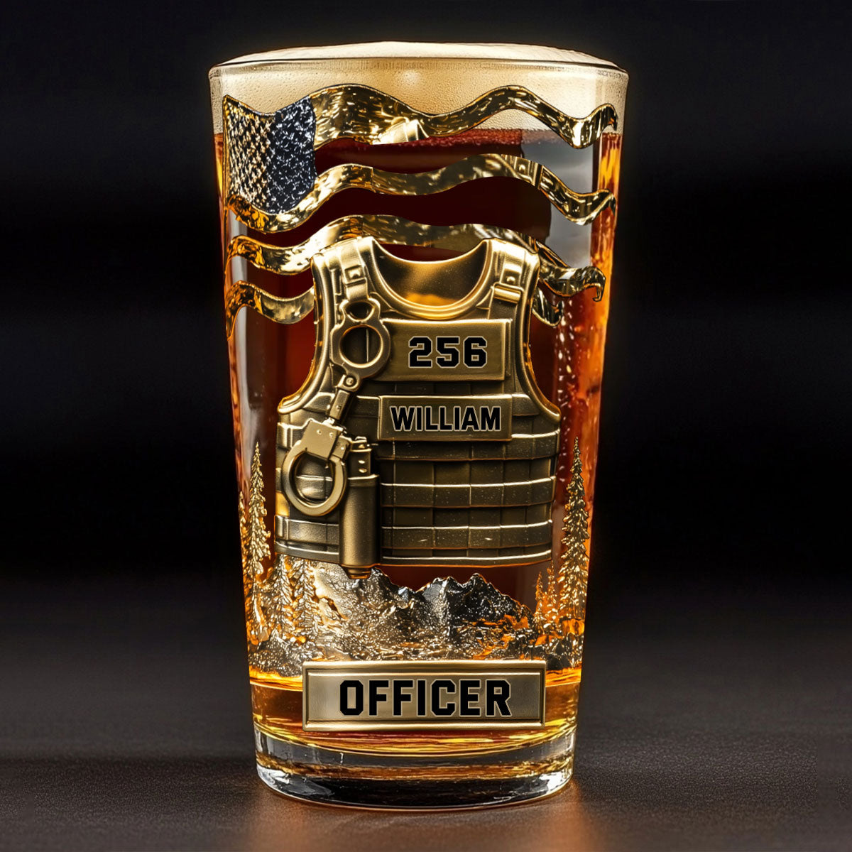 Servir et protéger - Verre à bière personnalisé pour policier