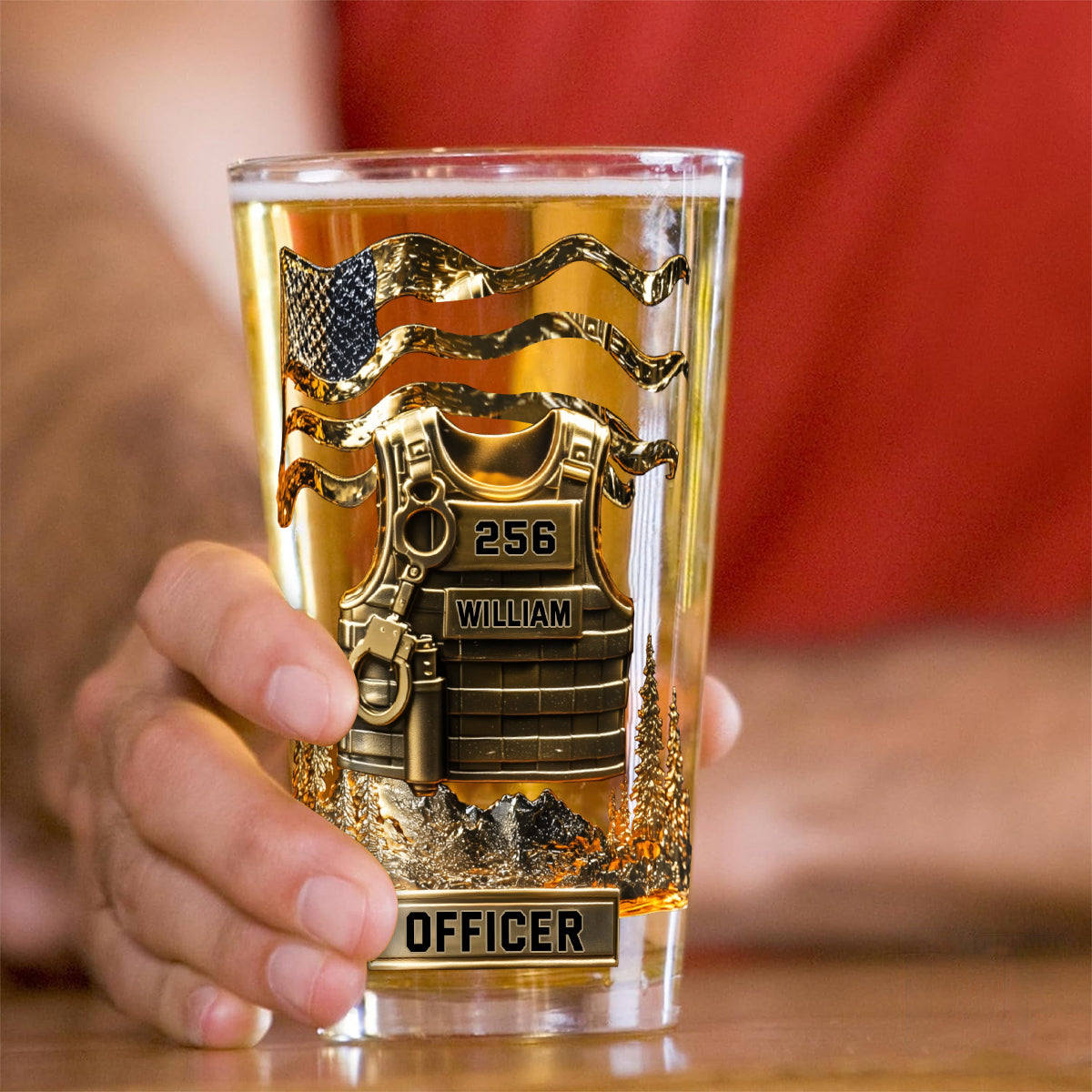 Servir et protéger - Verre à bière personnalisé pour policier